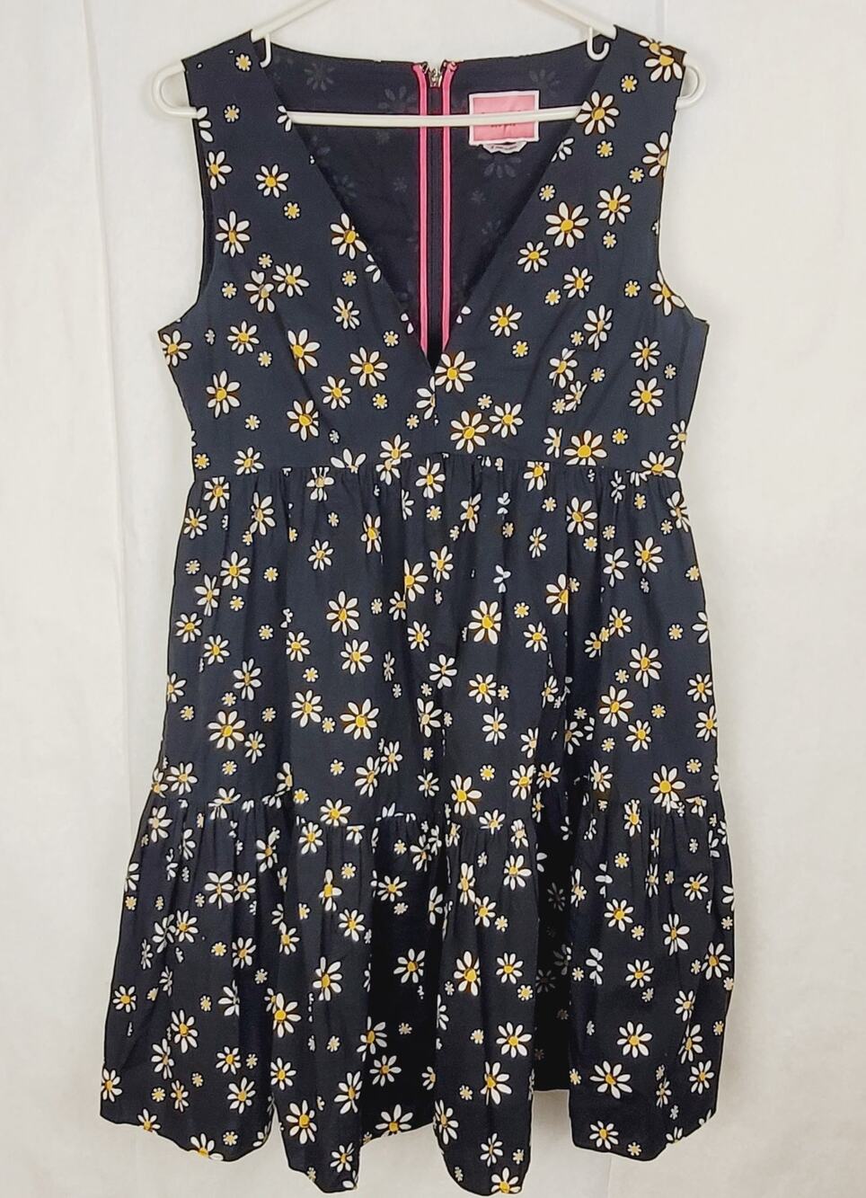 Kate Spade Daisy Dots Vineyard black cotton poplin dress size 8 Cottagecore